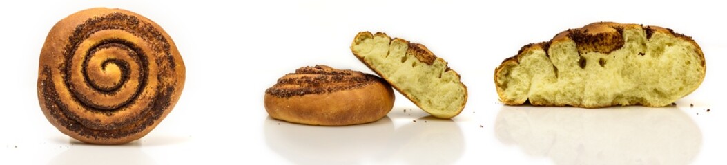 twisted bun with cinnamon isolated on white background