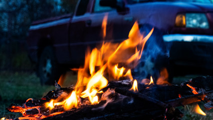 flames of camping fire