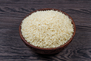 indian basmati rice isolated on texture background.