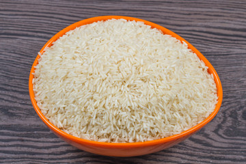 indian basmati rice isolated on texture background.