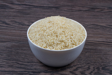 indian basmati rice isolated on texture background.
