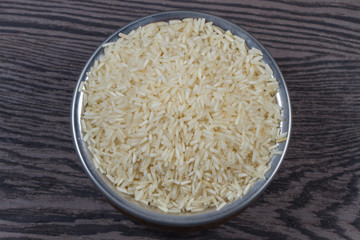 indian basmati rice isolated on texture background.