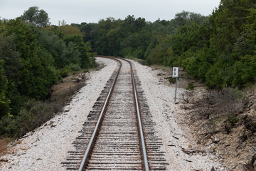 Fototapeta na wymiar Railroad Tracks on the Way to Burnet Texas