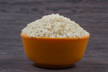 indian basmati rice isolated on texture background.