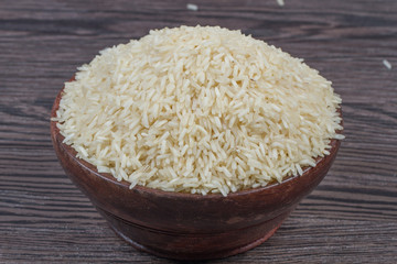 indian basmati rice isolated on texture background.
