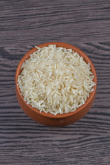 indian basmati rice isolated on texture background.