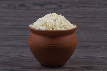 indian basmati rice isolated on texture background.