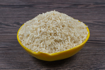 indian basmati rice isolated on texture background.