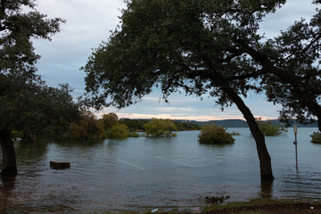 Flood at Mansfield Dam Park Austin Texas