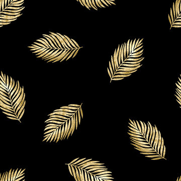 Seamless pattern with gold branches
