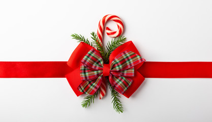 Christmas red ribbon with bow