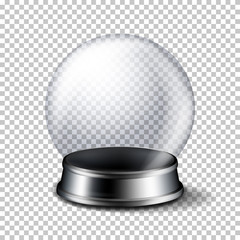 Realistic transparent snowball, isolated.