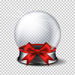 Realistic transparent snowball, isolated.