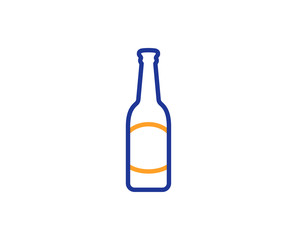 Beer bottle line icon. Pub Craft beer sign. Brewery beverage symbol. Colorful outline concept. Blue and orange thin line color icon. Beer Vector