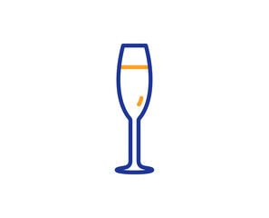 Champagne glass line icon. Wine glass sign. Colorful outline concept. Blue and orange thin line color icon. Champagne glass Vector