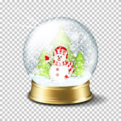 Realistic transparent snowball, isolated.