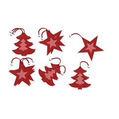 3d render of christmas decor. tree and star signs.