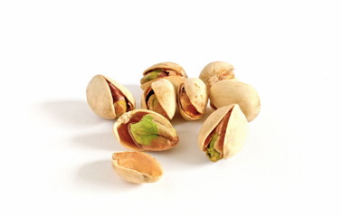 pistachio nuts isolated on white background