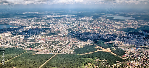 Aerial Summer Panoramic Detailed Landscape Skyline Overview