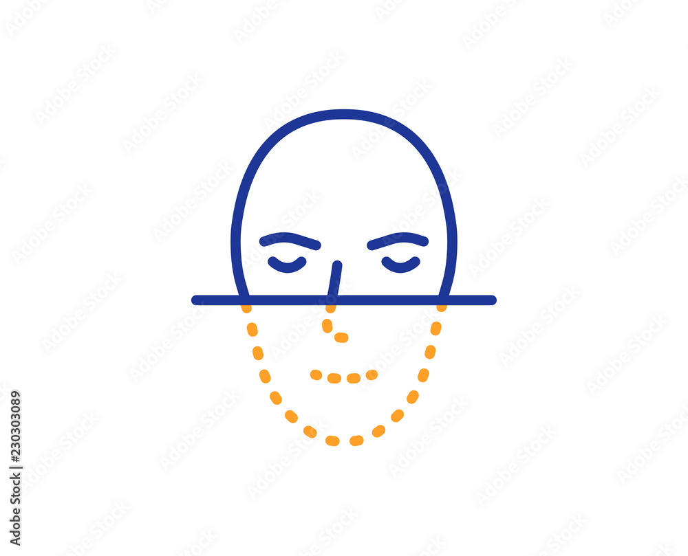 Poster face recognition line icon. faces biometrics sign. head scanning symbol. colorful outline concept. b