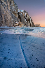 Wonderful ice of Baikal lake