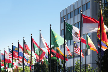 many colorful country flags background