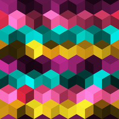 Hexagon grid seamless vector background. Technological polygons bauhaus corners geometric design. Trendy colors hexagon cells pattern for game ui. Hexagonal shapes modern backdrop.