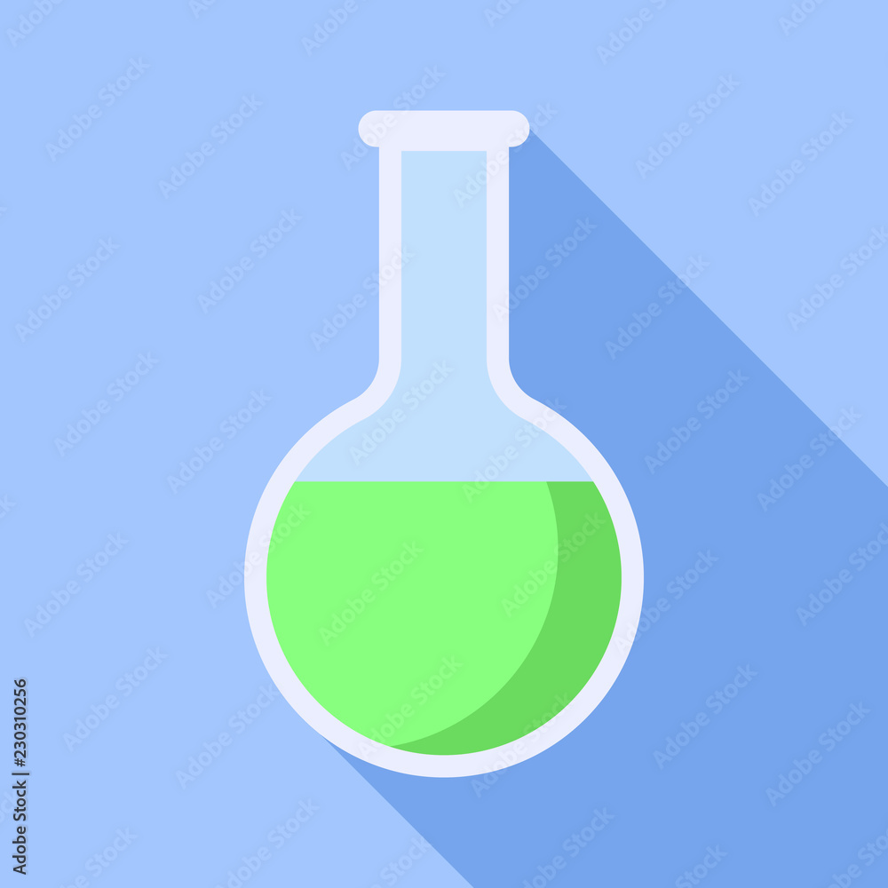 Poster green flask icon. flat illustration of green flask vector icon for web design