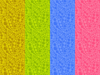 Set of bright abstract vector seamless patterns with bubbles on colored background. Abstract colorful bubbles, multicolor ornament for textile, prints, wallpaper, wrapping, web etc. Available in EPS.