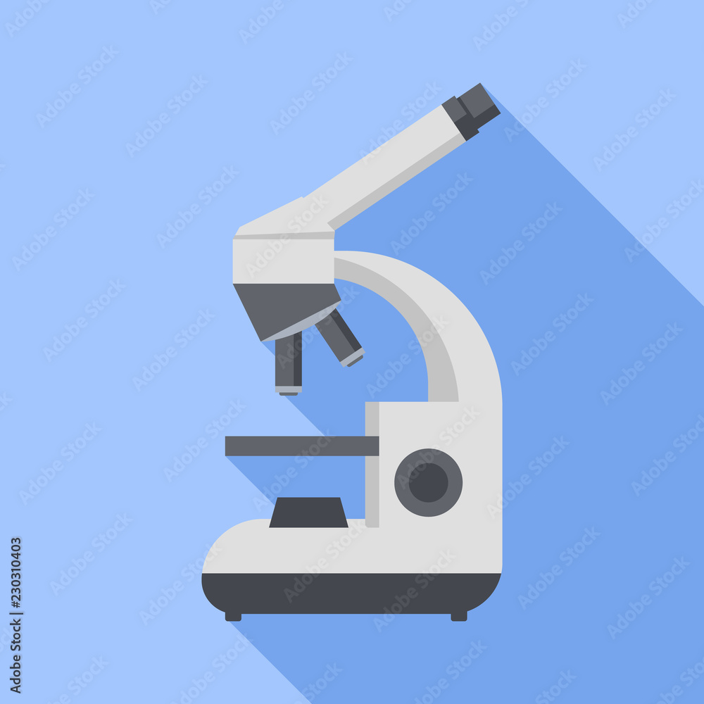 Poster microscope icon. flat illustration of microscope vector icon for web design