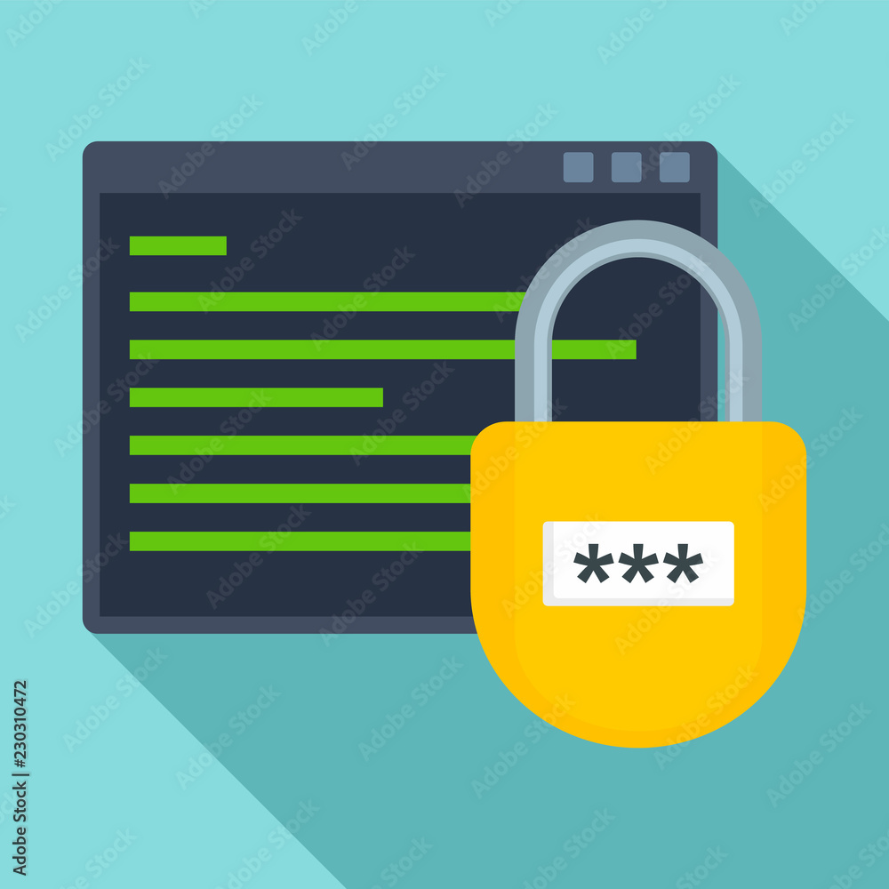Poster secured program icon. flat illustration of secured program vector icon for web design