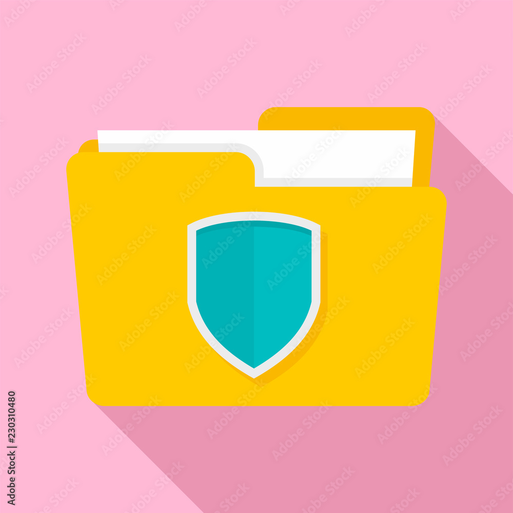 Poster protected folder icon. flat illustration of protected folder vector icon for web design