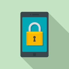Secured smartphone icon. Flat illustration of secured smartphone vector icon for web design
