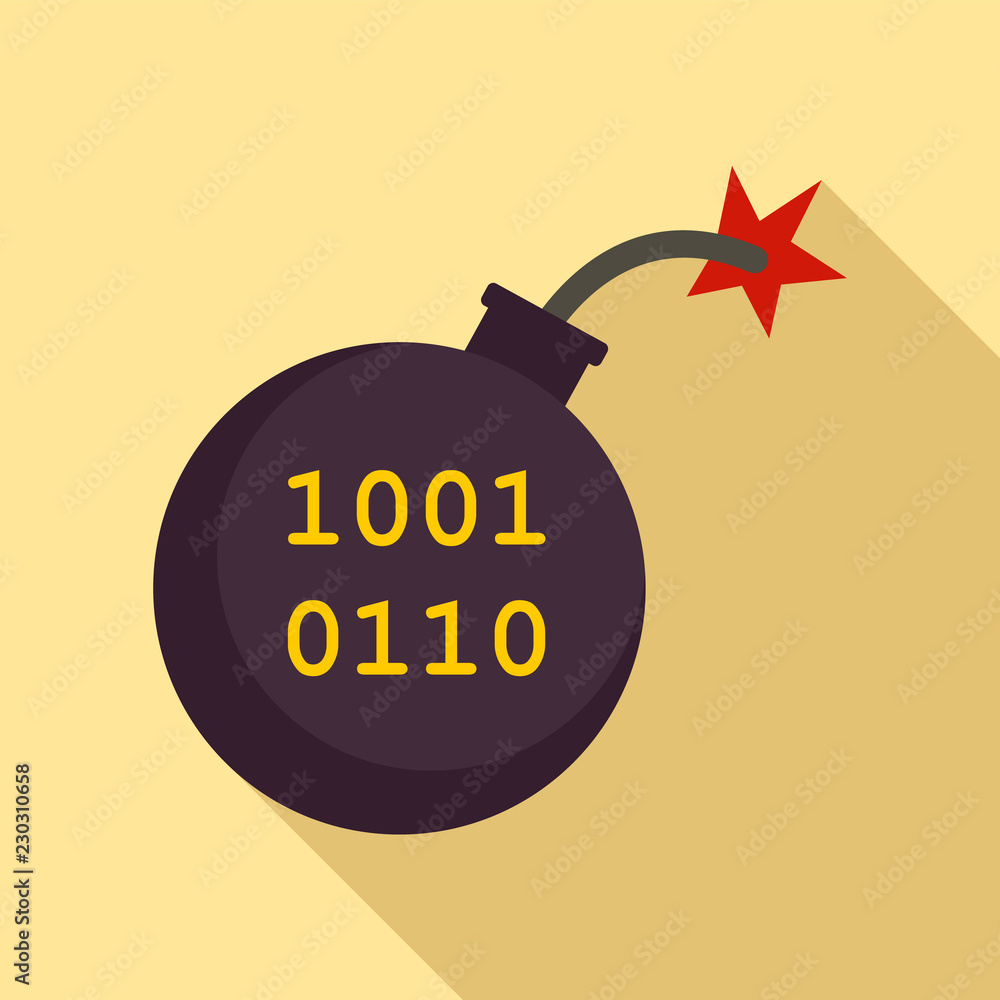 Aufkleber computer virus bomb icon. flat illustration of computer virus bomb vector icon for web design
