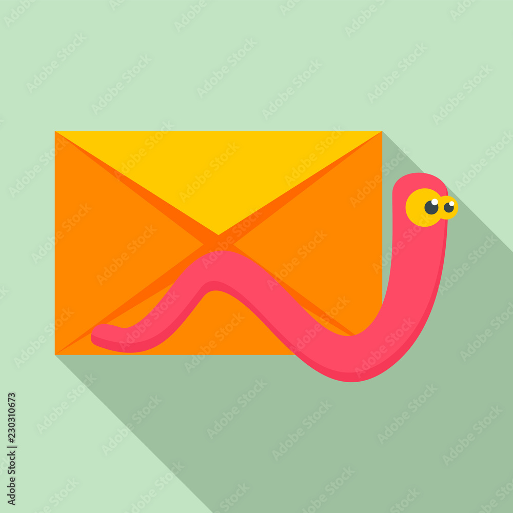 Poster mail virus worm icon. flat illustration of mail virus worm vector icon for web design