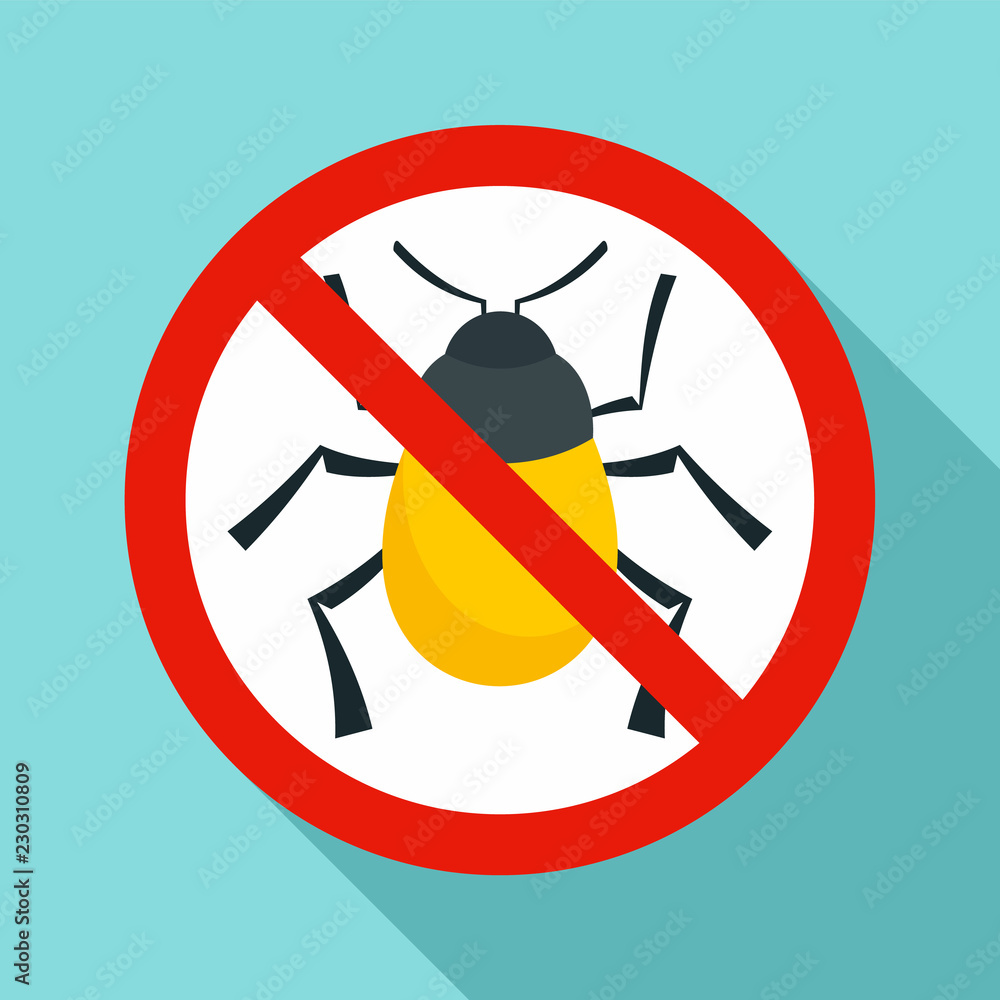 Poster no virus bug icon. flat illustration of no virus bug vector icon for web design