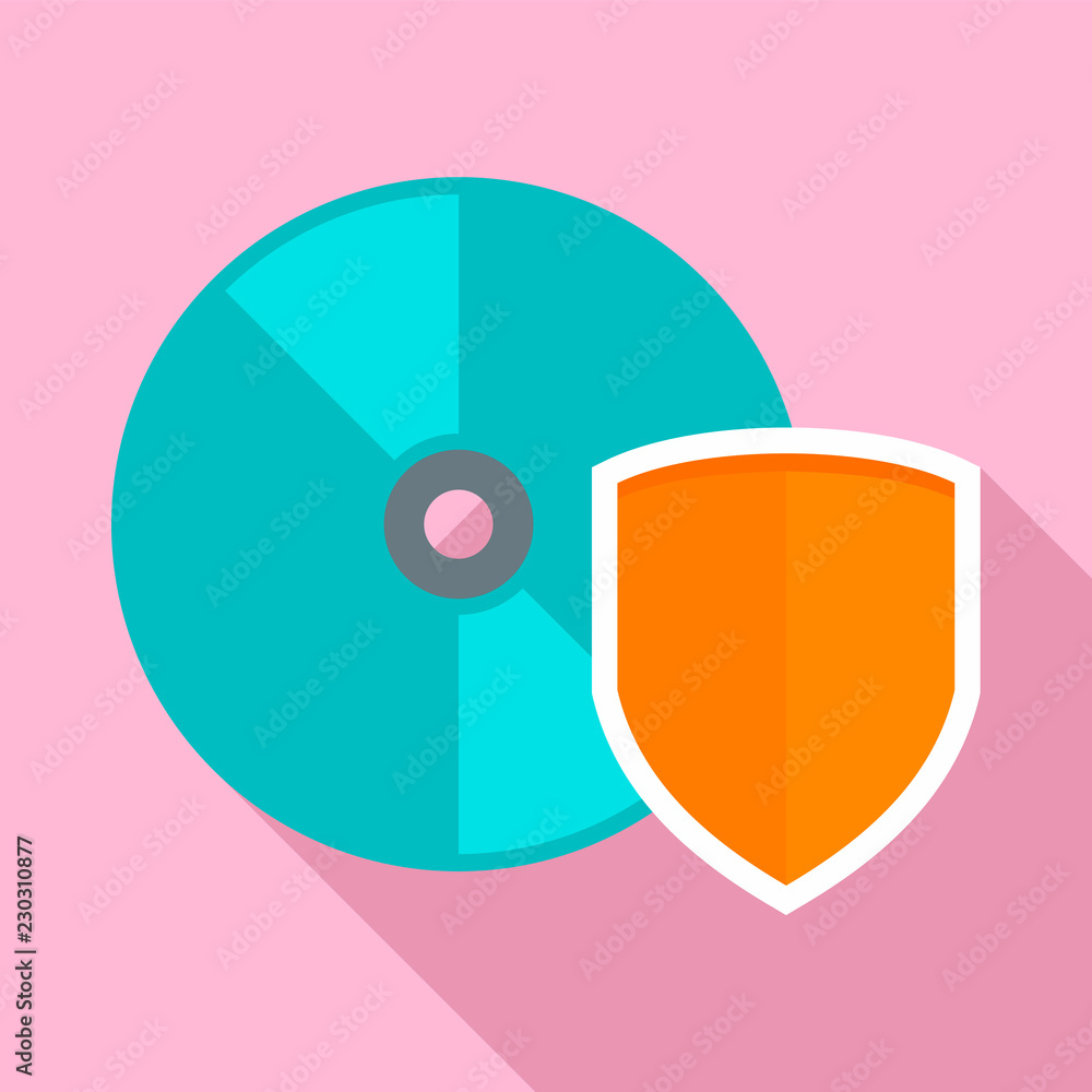 Poster secured cd disk icon. flat illustration of secured cd disk vector icon for web design