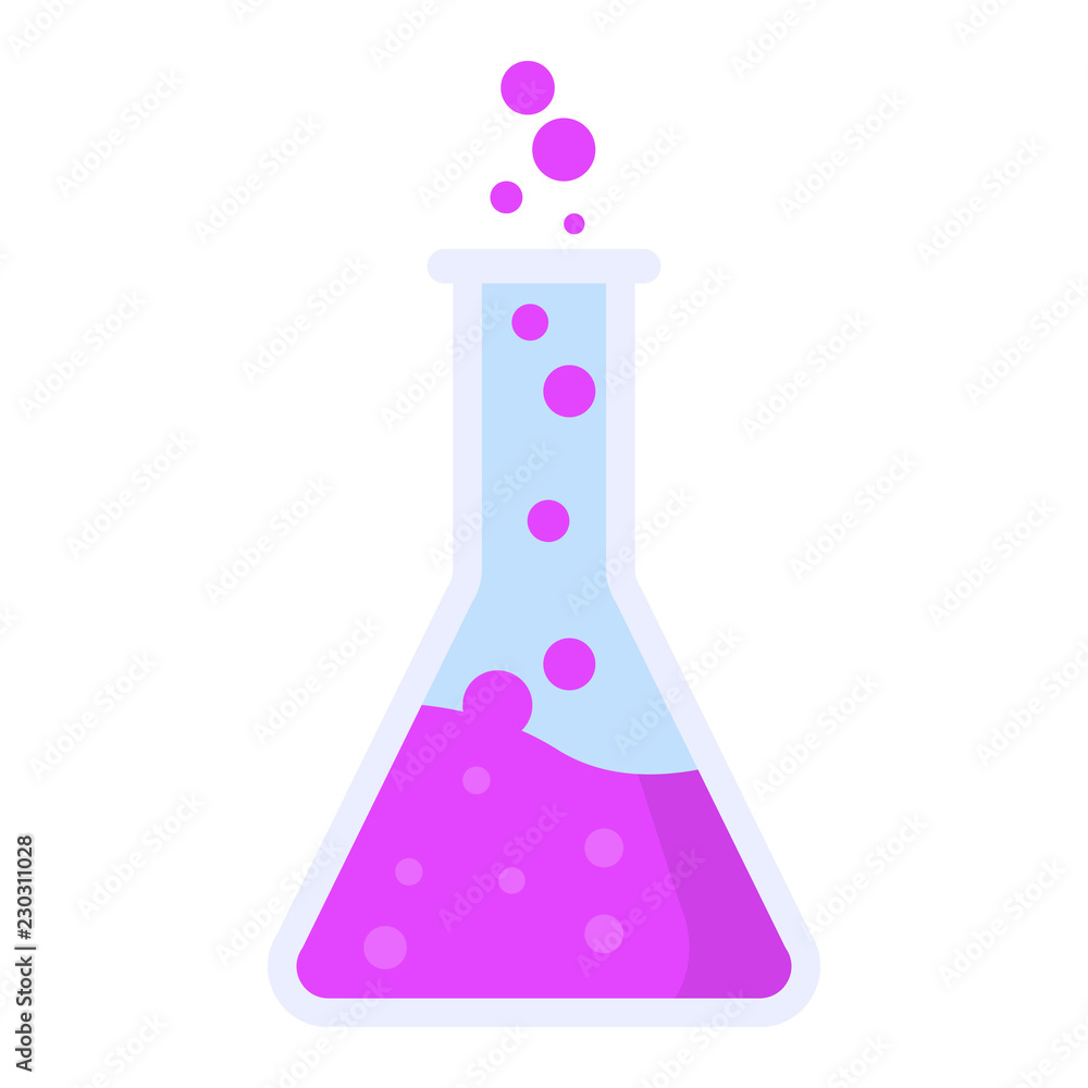 Poster boiling pink flask icon. flat illustration of boiling pink flask vector icon for web design