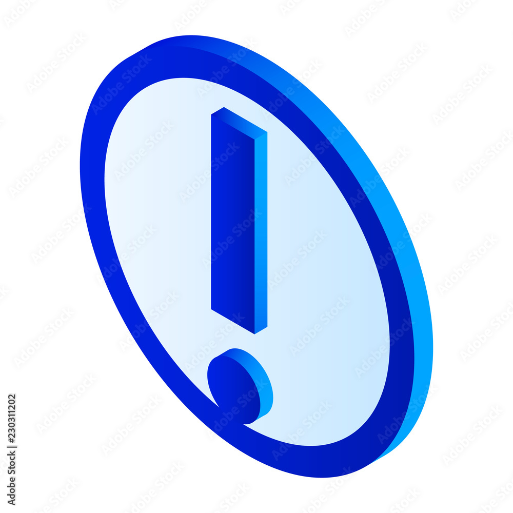 Poster exclamation mark icon. isometric of exclamation mark vector icon for web design isolated on white ba