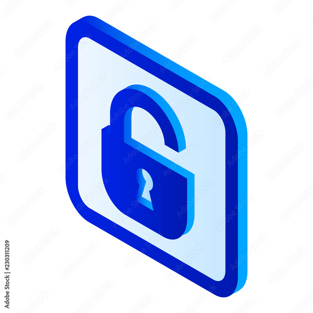 Aufkleber unlock padlock icon. isometric of unlock padlock vector icon for web design isolated on white backgr