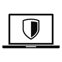 Secured laptop icon. Simple illustration of secured laptop vector icon for web design isolated on white background