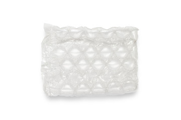 White Bubble Wrap Packing Or Air Cushion Film on white background, Close Up, Top View, Copy Space