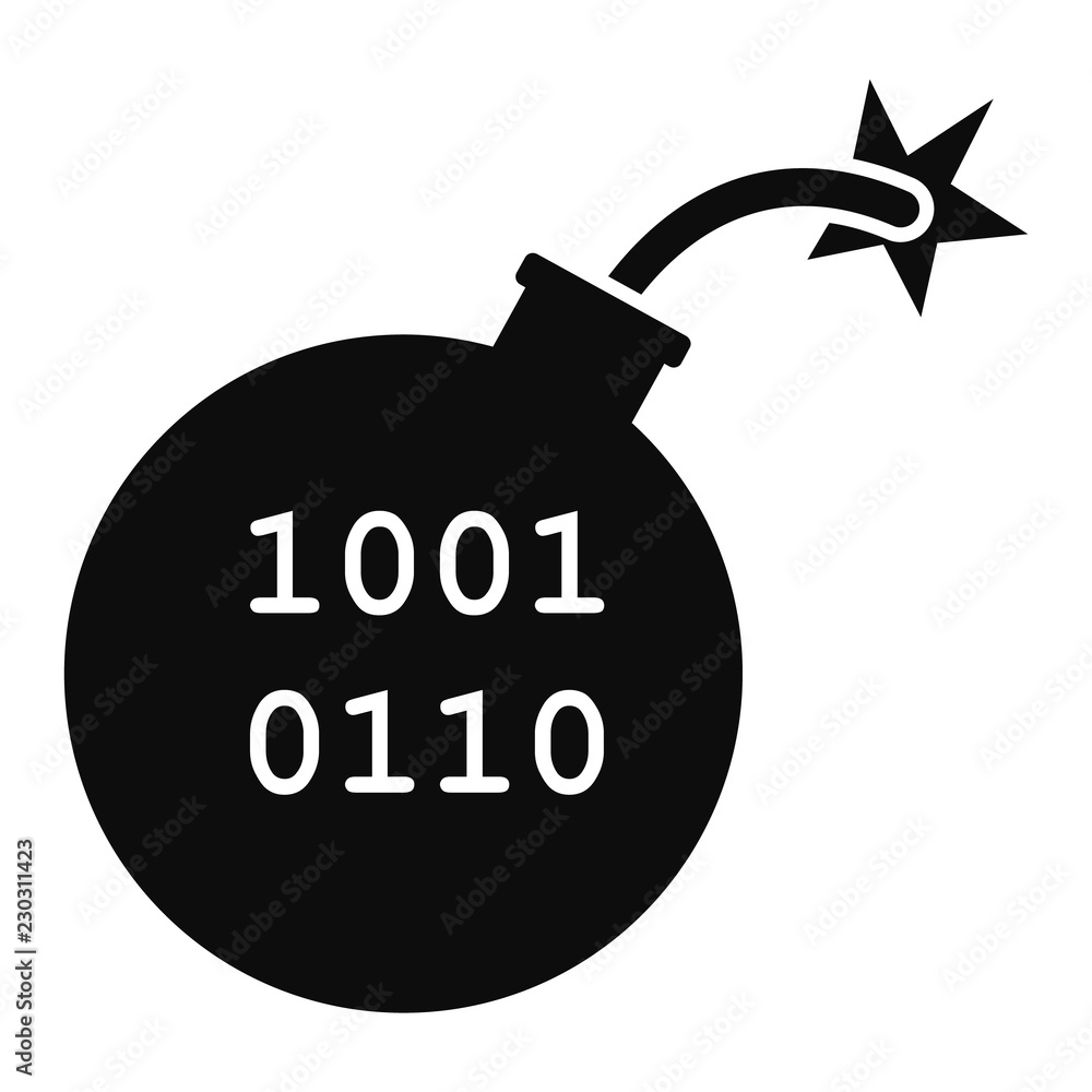 Poster computer virus bomb icon. simple illustration of computer virus bomb vector icon for web design isol