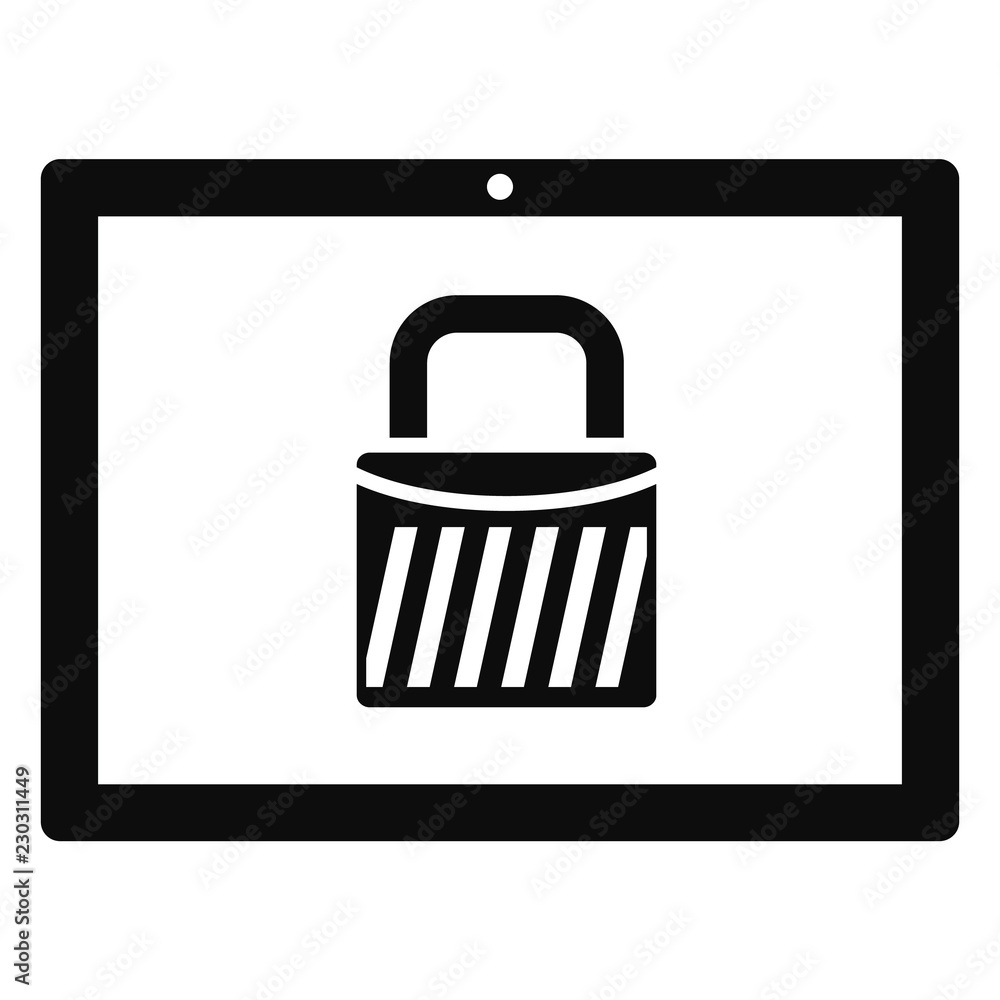 Poster protected tablet icon. simple illustration of protected tablet vector icon for web design isolated o