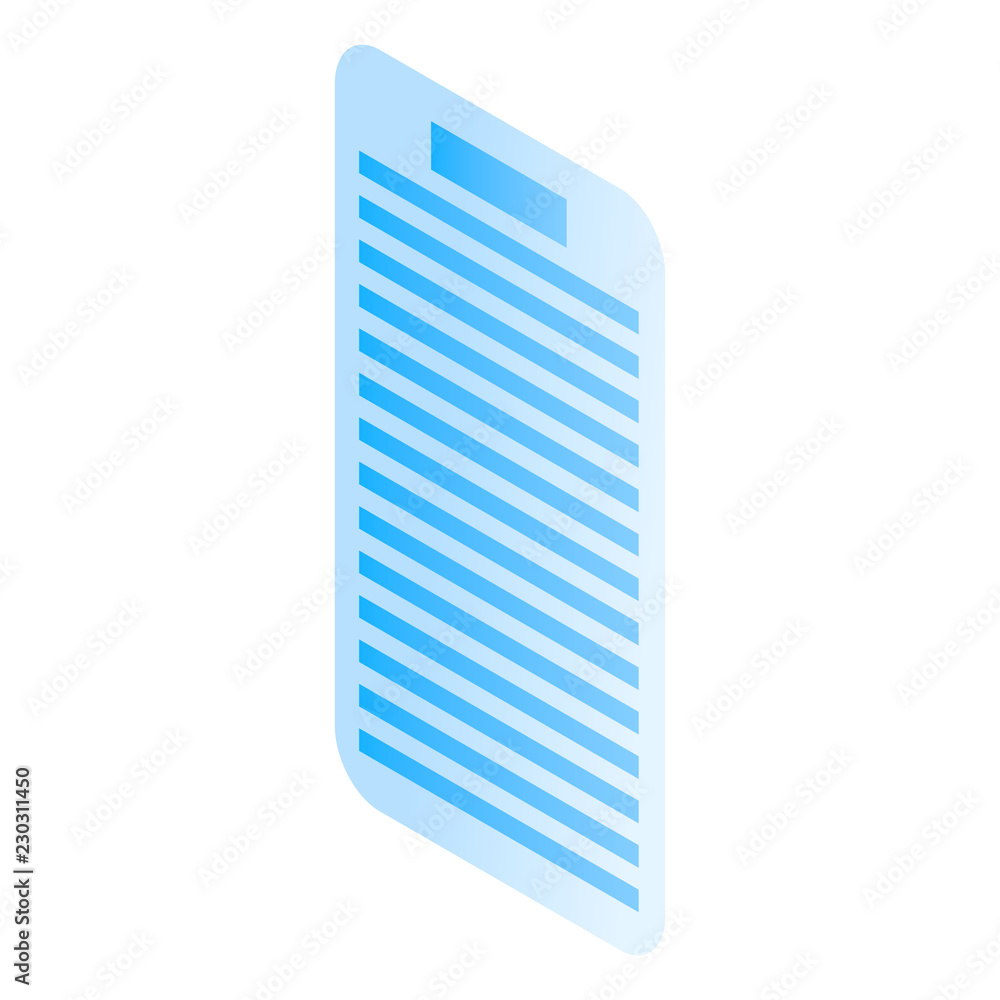 Poster smartphone text icon. isometric of smartphone text vector icon for web design isolated on white back