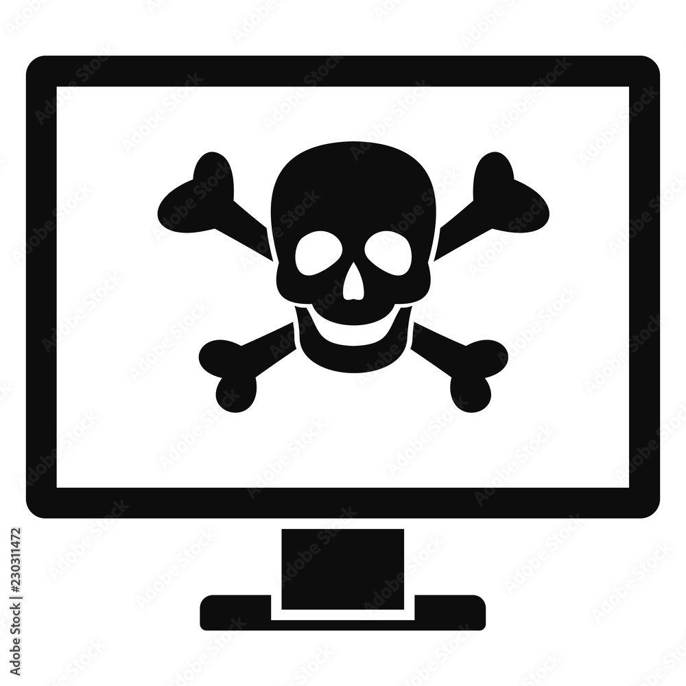 Poster computer virus attack icon. simple illustration of computer virus attack vector icon for web design 