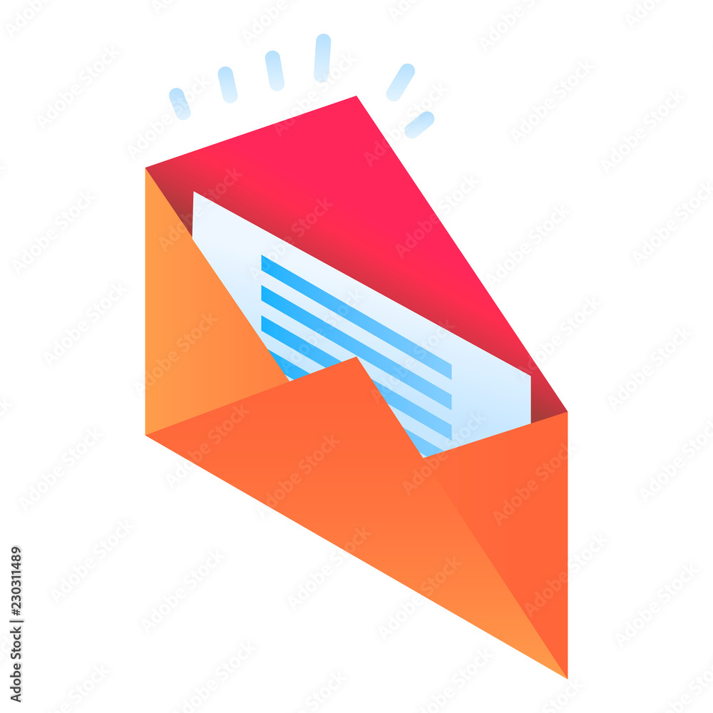 Poster new email icon. isometric of new email vector icon for web design isolated on white background