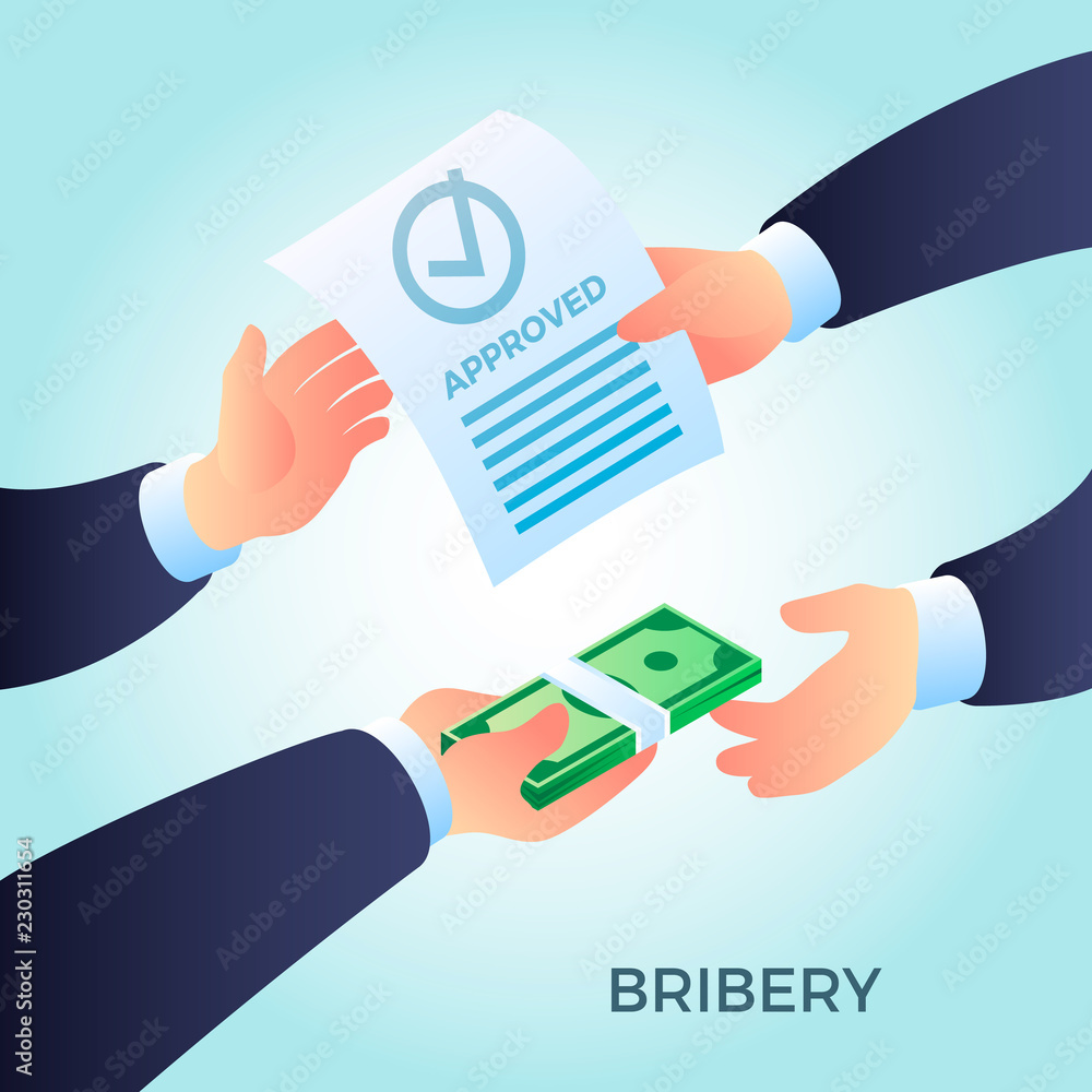 Poster bribery concept background. isometric illustration of bribery vector concept background for web desi