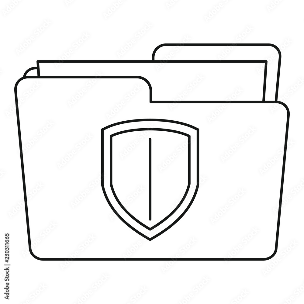 Poster protected folder icon. outline illustration of protected folder vector icon for web design isolated 