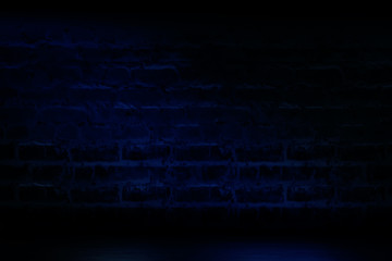 Brick wall background, street lights, neon light, smoke